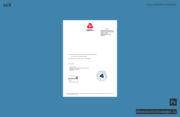 Beispiel eines Bestätigungsschreibens zur Kündigung einer Debitkarte der britischen NatWest Bank (Vorschau)